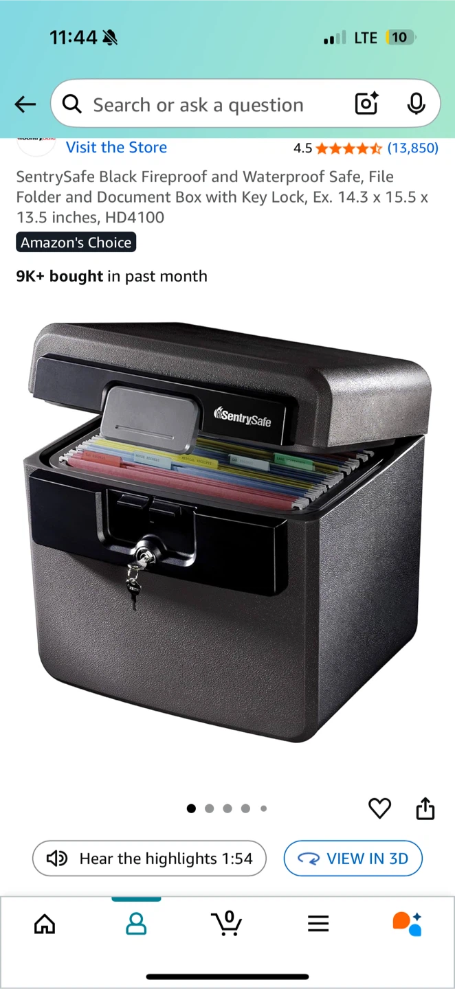 SentrySafe Fireproof/Waterproof File Box HD4100