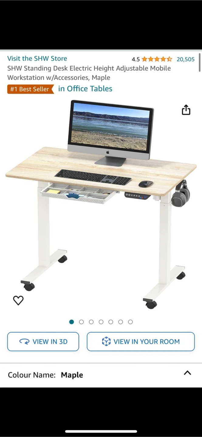 Height adjustable desk (standing & sitting used)