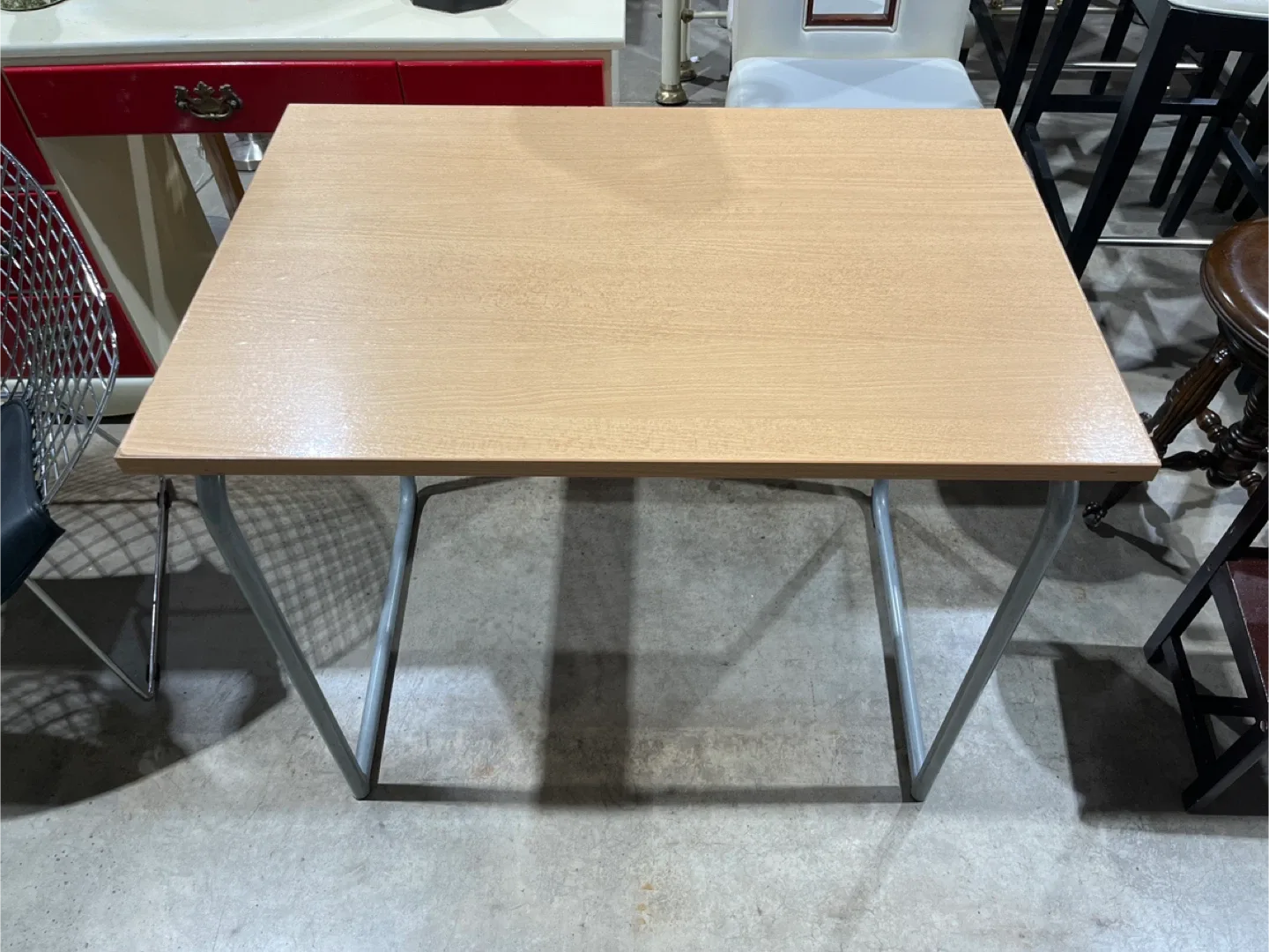 Light Wood Folding Table with Metal Legs thumbnail