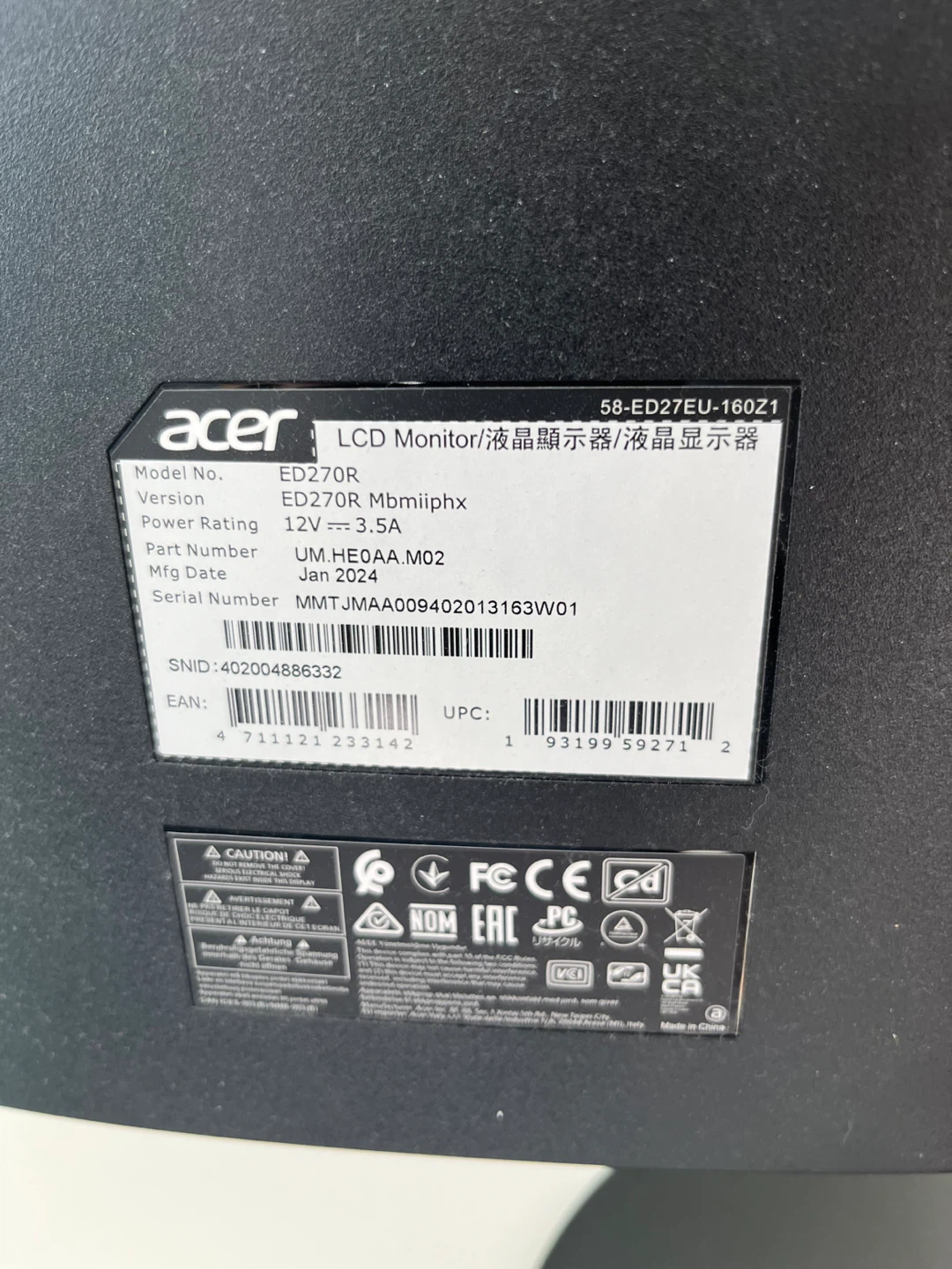 Acer ED270R 27" Curved LCD Monitor - photo 3