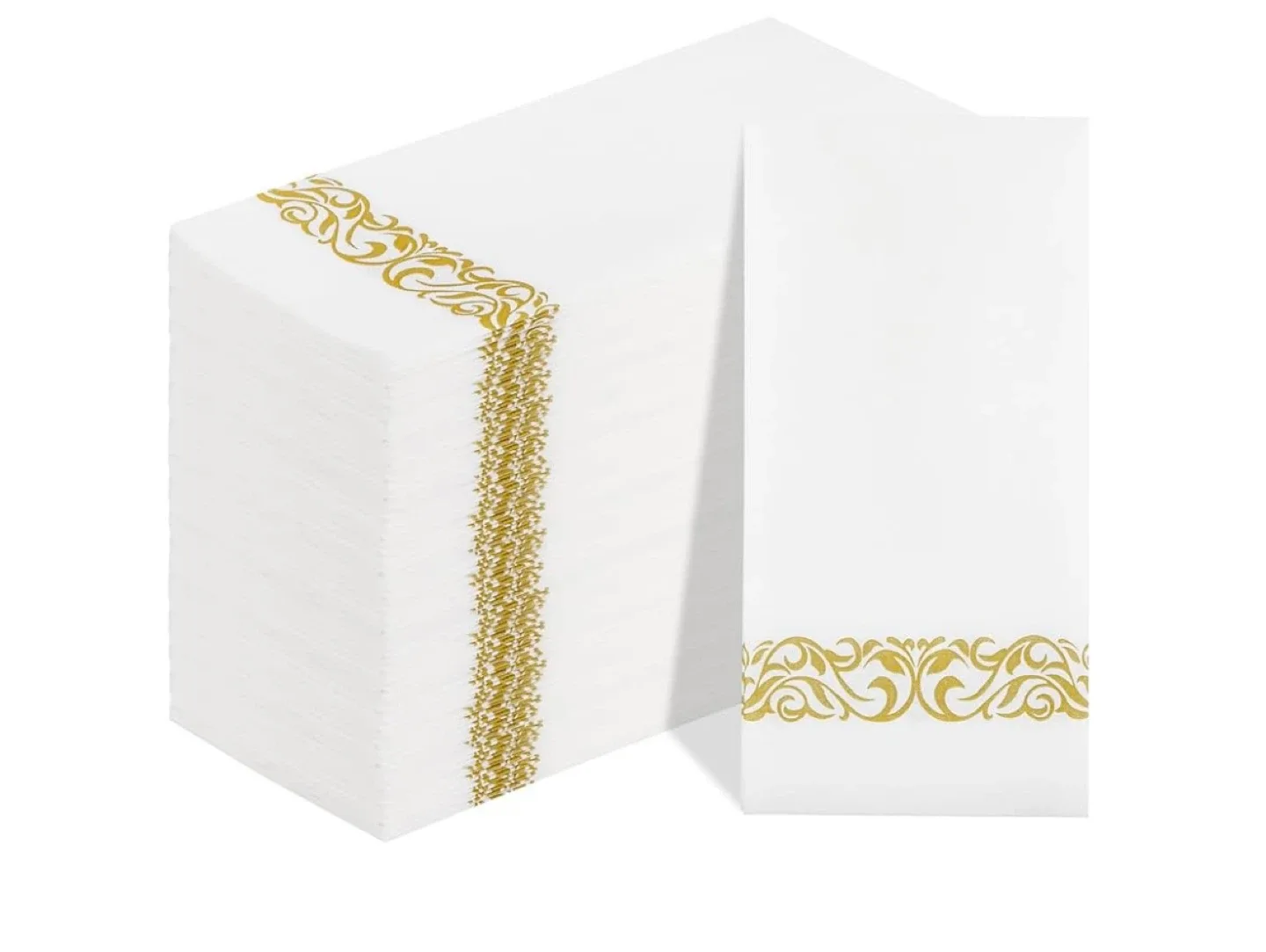 400 White Paper Napkins with Gold Design thumbnail