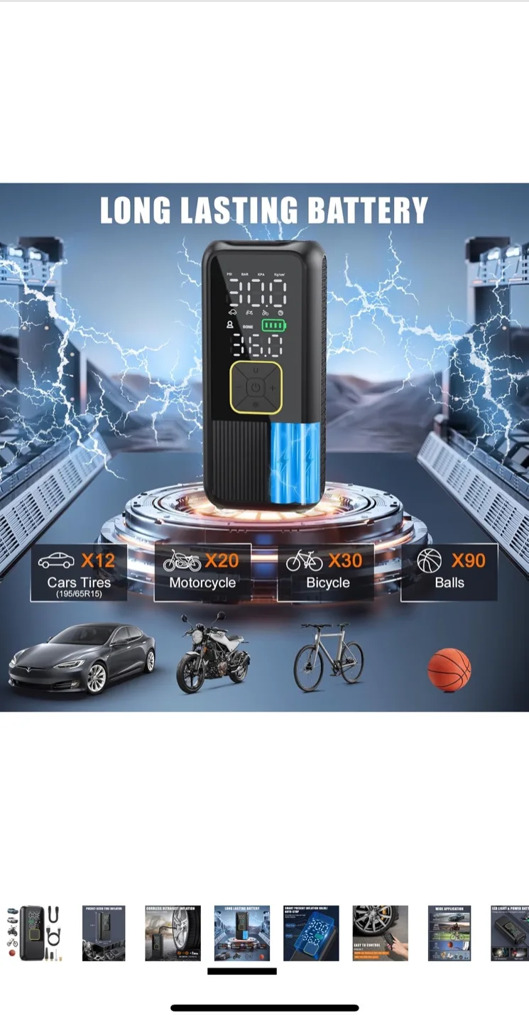 Pwperry Portable smart Tire Inflator image indicator(5)