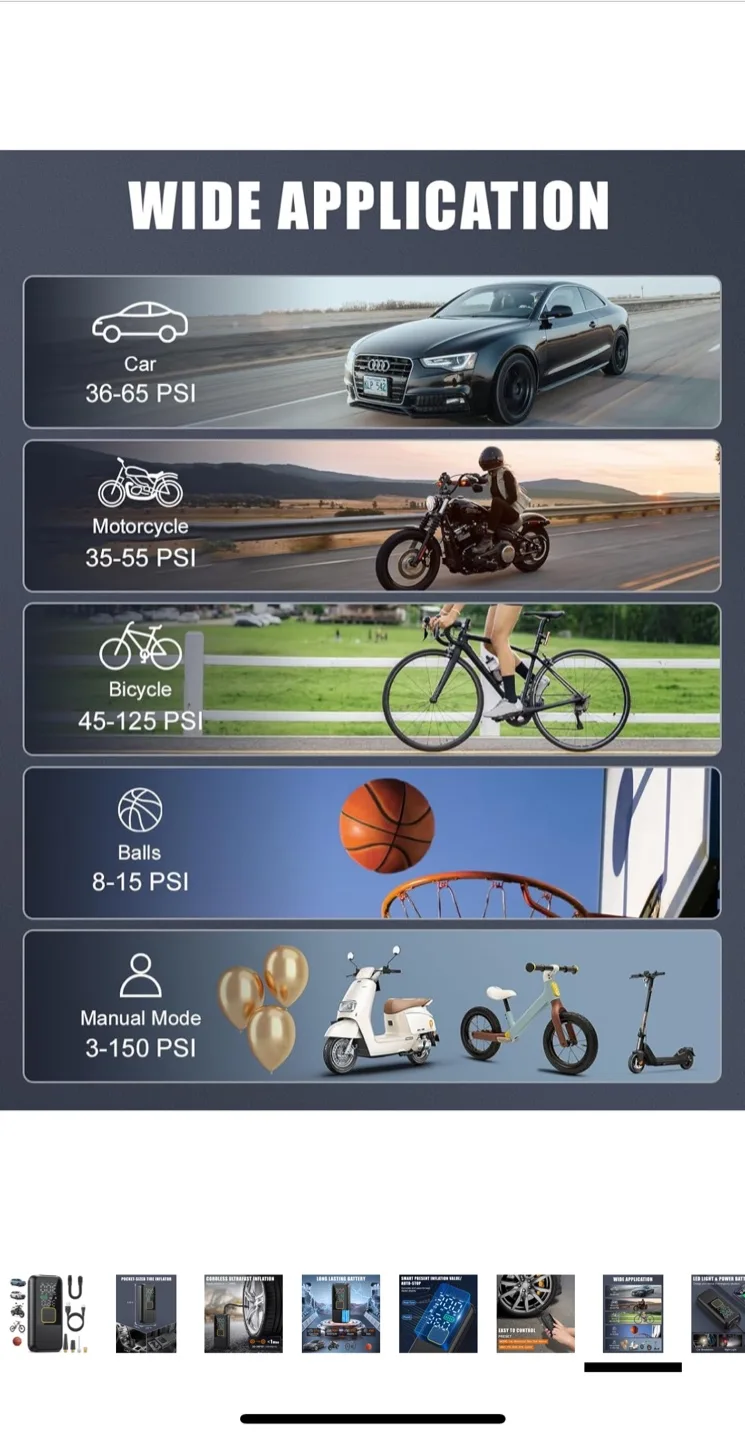 Pwperry Portable smart Tire Inflator image indicator(8)