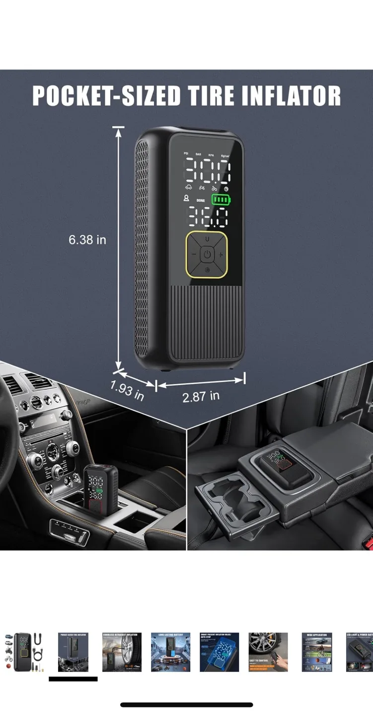 Pwperry Portable smart Tire Inflator image indicator(3)