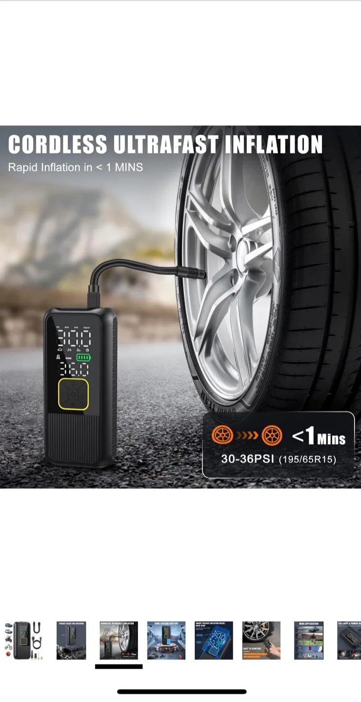 Pwperry Portable smart Tire Inflator image indicator(4)