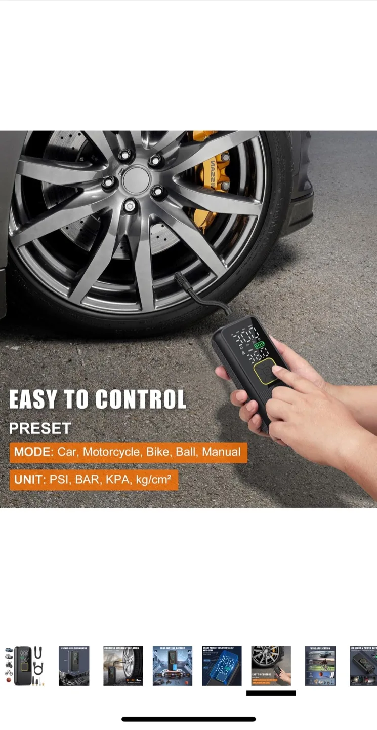 Pwperry Portable smart Tire Inflator image indicator(7)