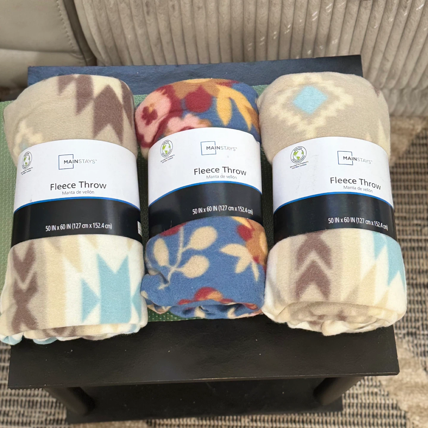Mainstays Fleece Throw 50x60 Set Of 3