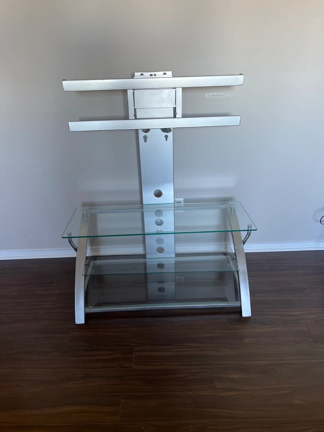 Silver TV Stand with Glass Shelves - photo 3