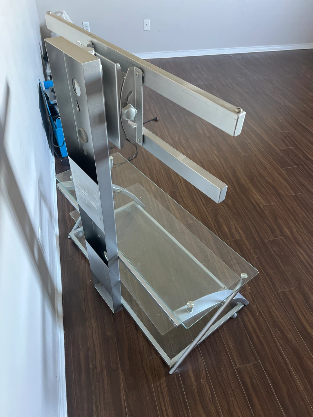 Silver TV Stand with Glass Shelves - photo 2