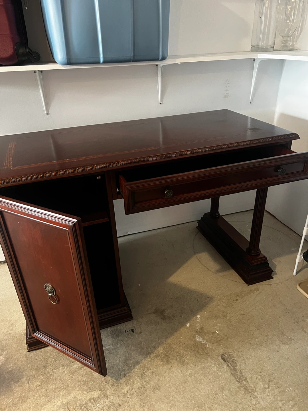 Beautiful Mahogany solid Wooden Desk with Drawer and Cabinet - photo 2