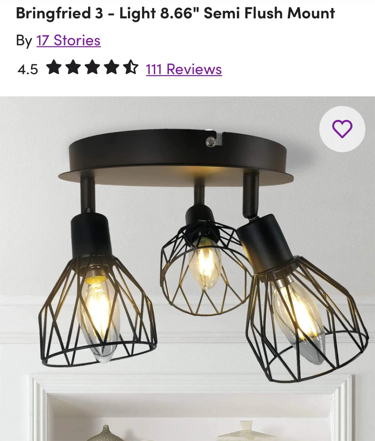 17 Stories Bringfried 3-Light Semi Flush Mount