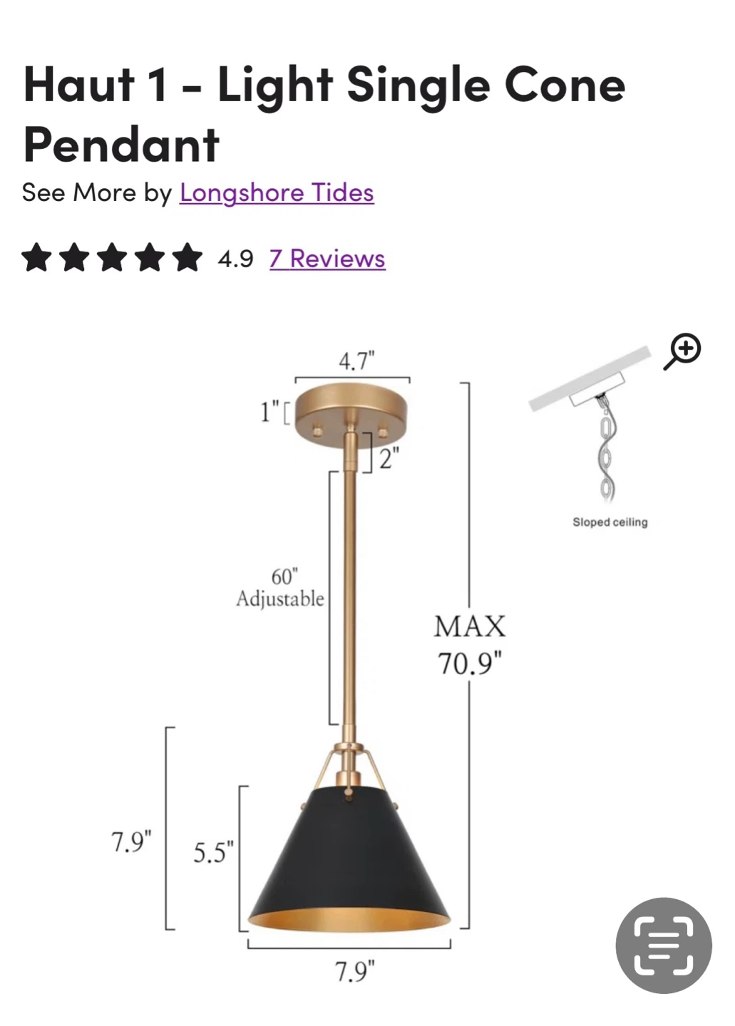 Longshore Tides Haut 1 - Light Single Cone Pendant - photo 3