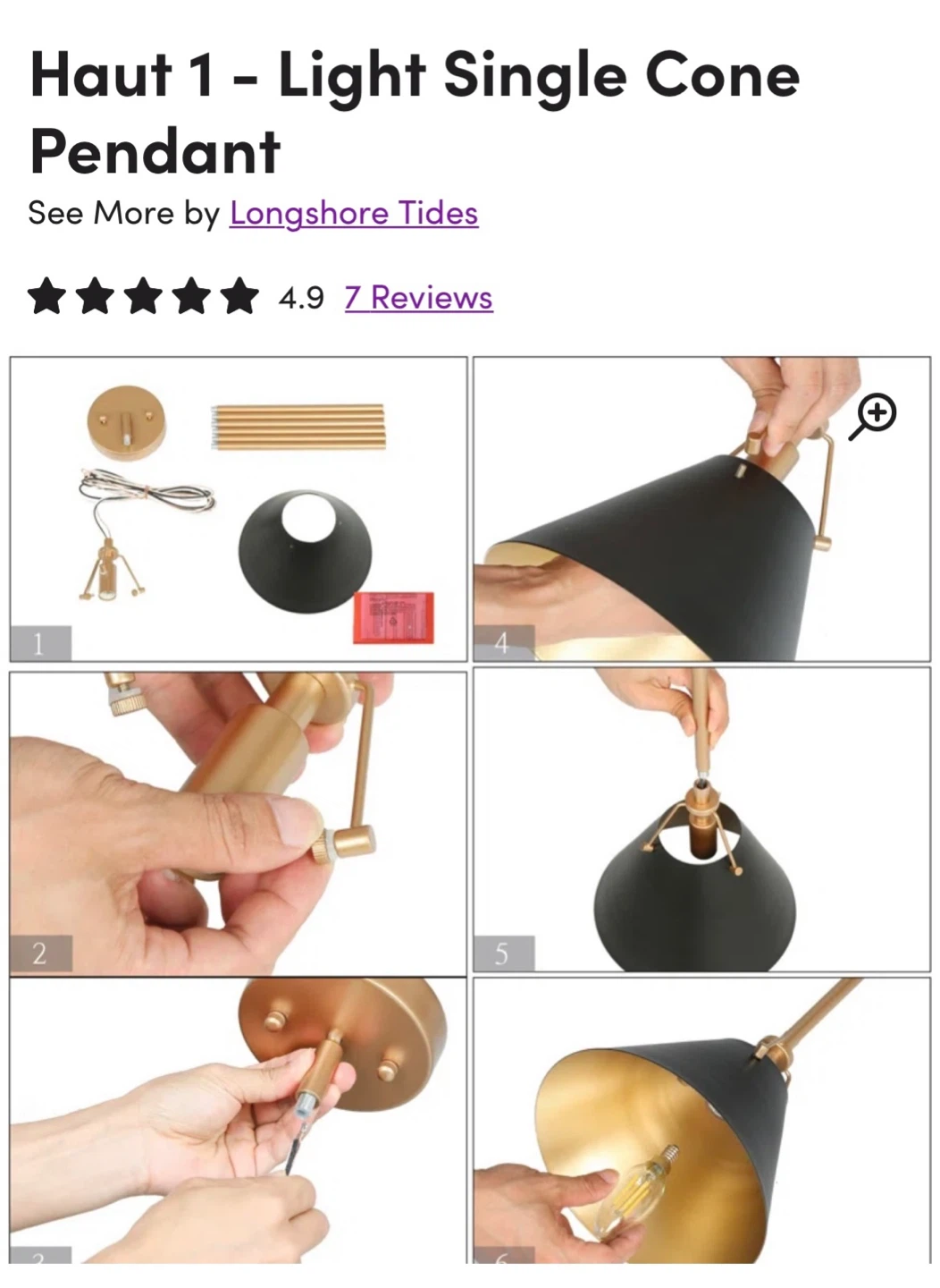 Longshore Tides Haut 1 - Light Single Cone Pendant - photo 5
