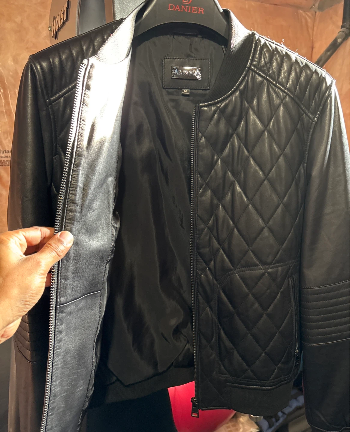 Danier Leather Quilted Bomber Jacket - Size M - photo 2