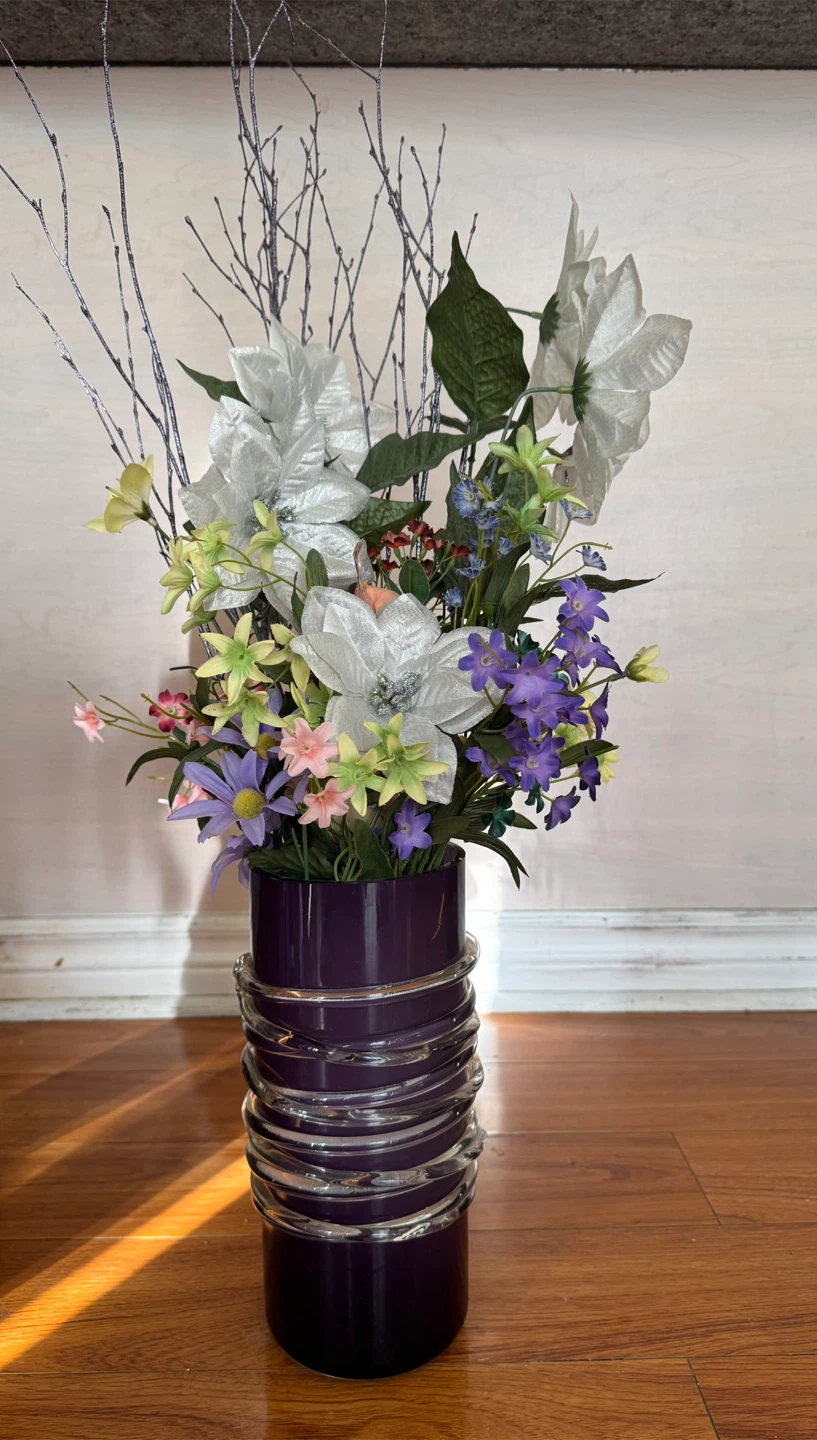 Floral Arrangement in Purple Vase - photo 5