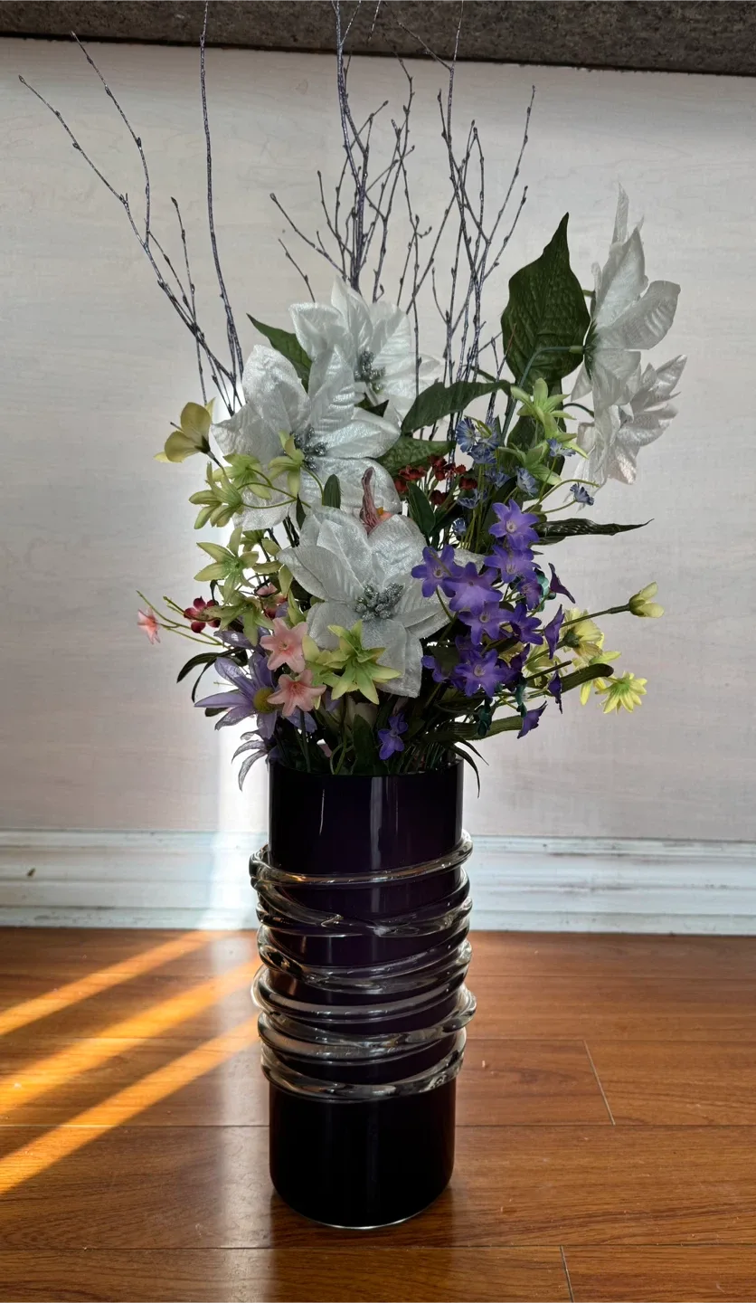 Floral Arrangement in Purple Vase thumbnail