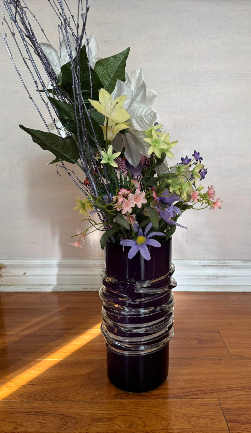 Floral Arrangement in Purple Vase - photo 4