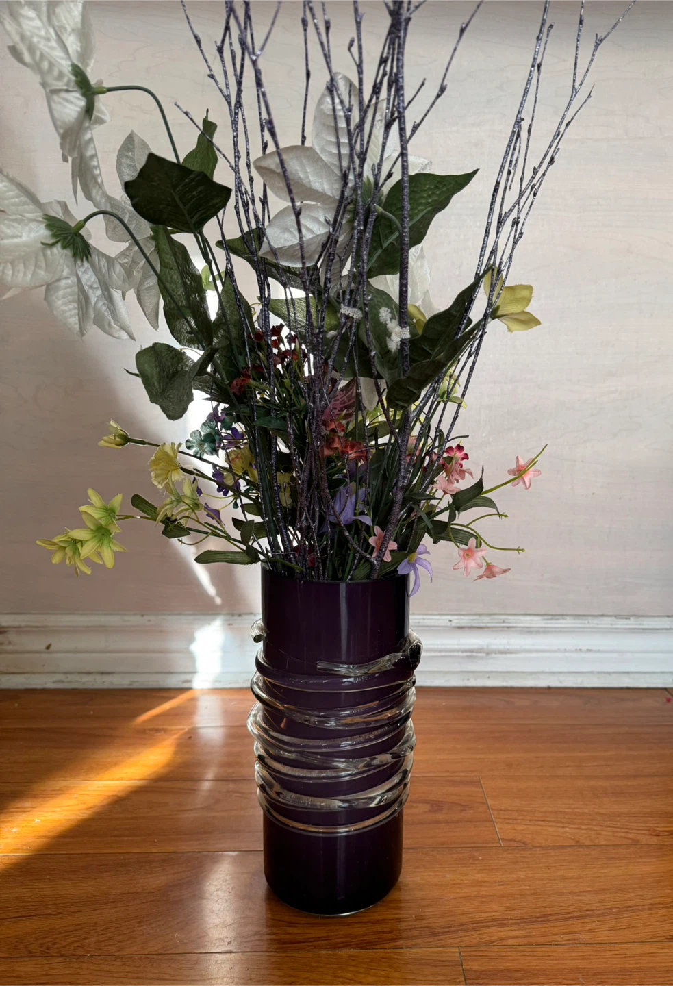 Floral Arrangement in Purple Vase - photo 3