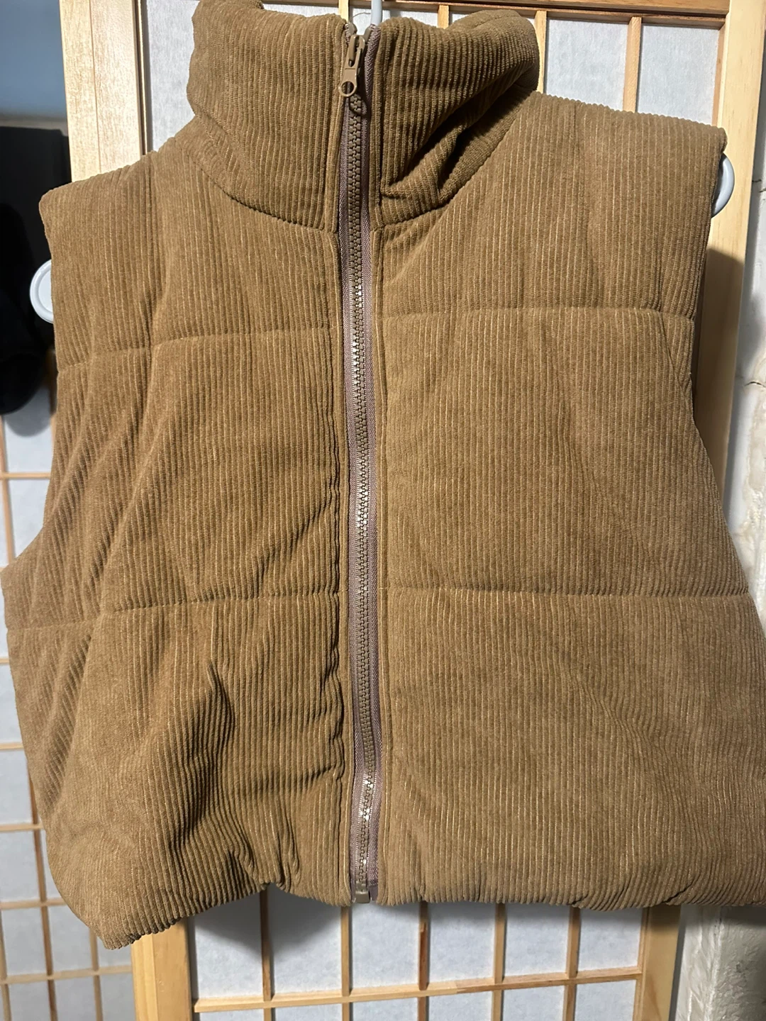 Corduroy Padded Vest - Brown