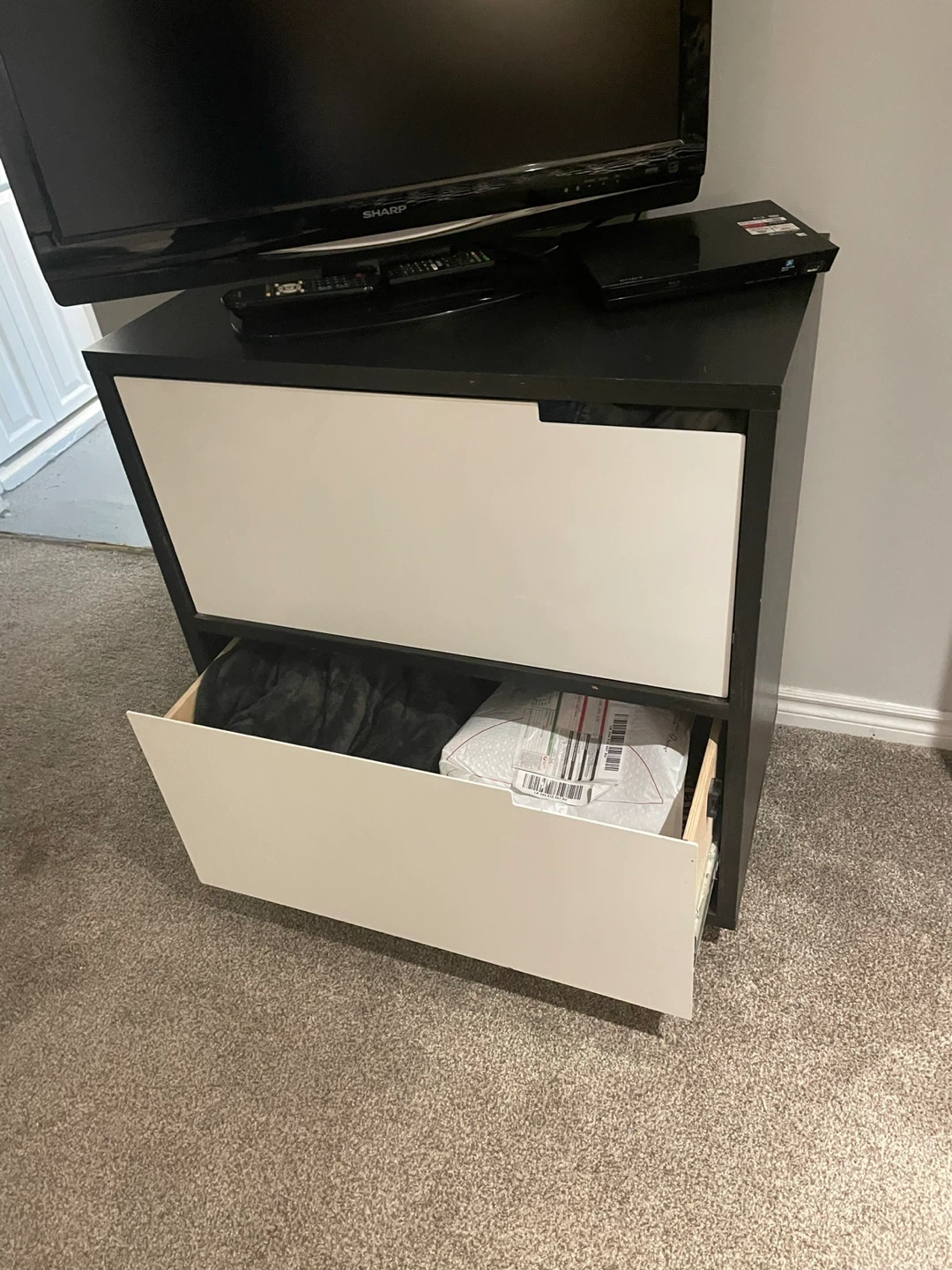 Modern black and white filing cabinet
