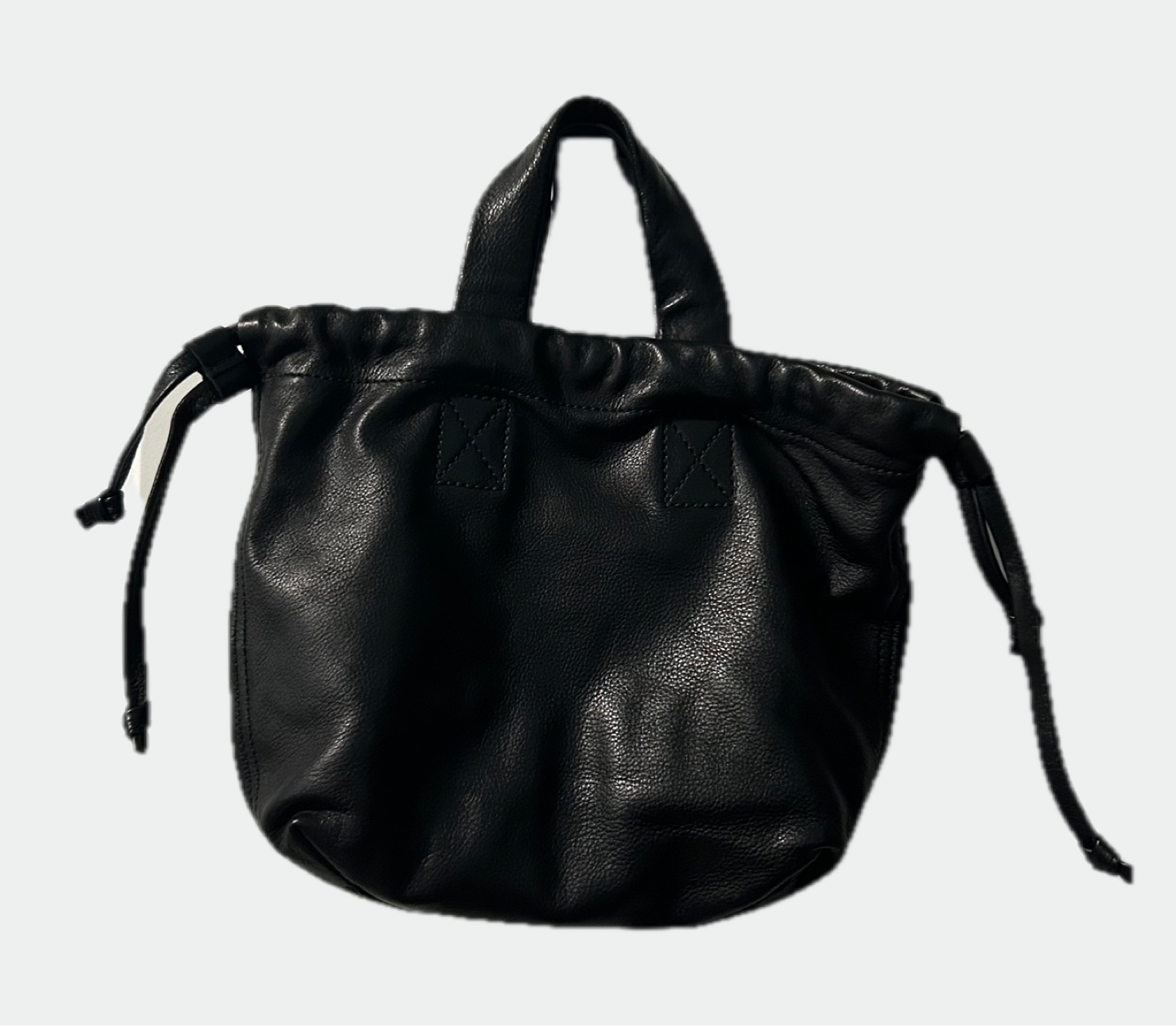 Madewell Black Leather Drawstring Bucket Bag