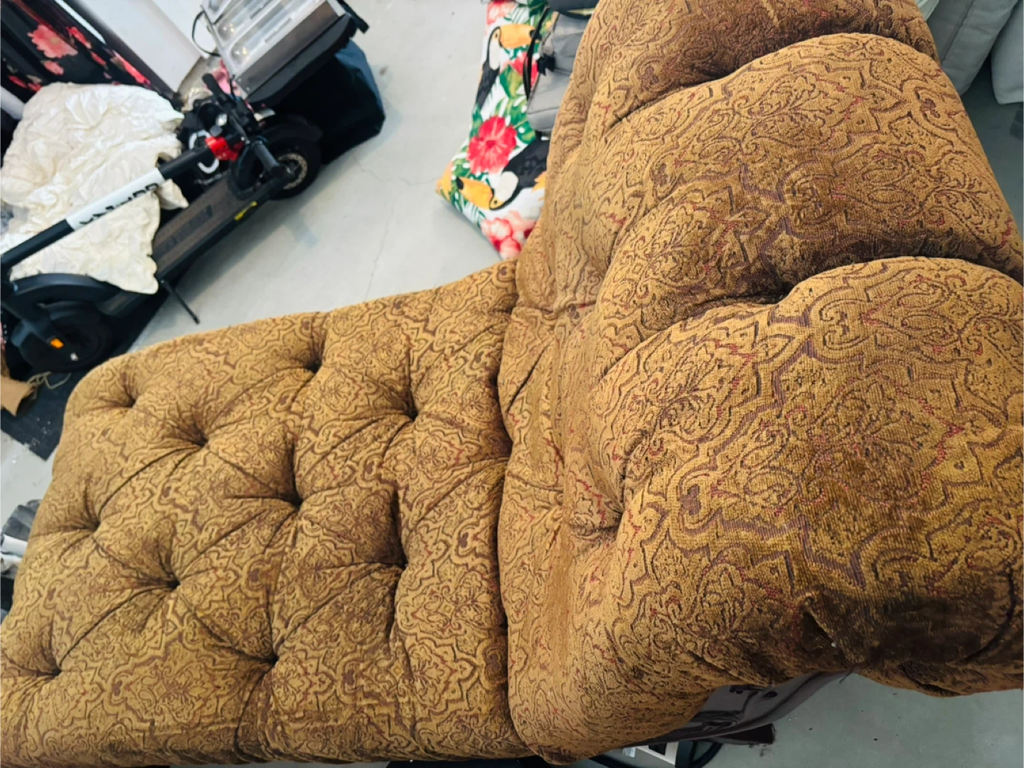 Tufted Chaise solid wood shea Lounge - Brown - photo 3