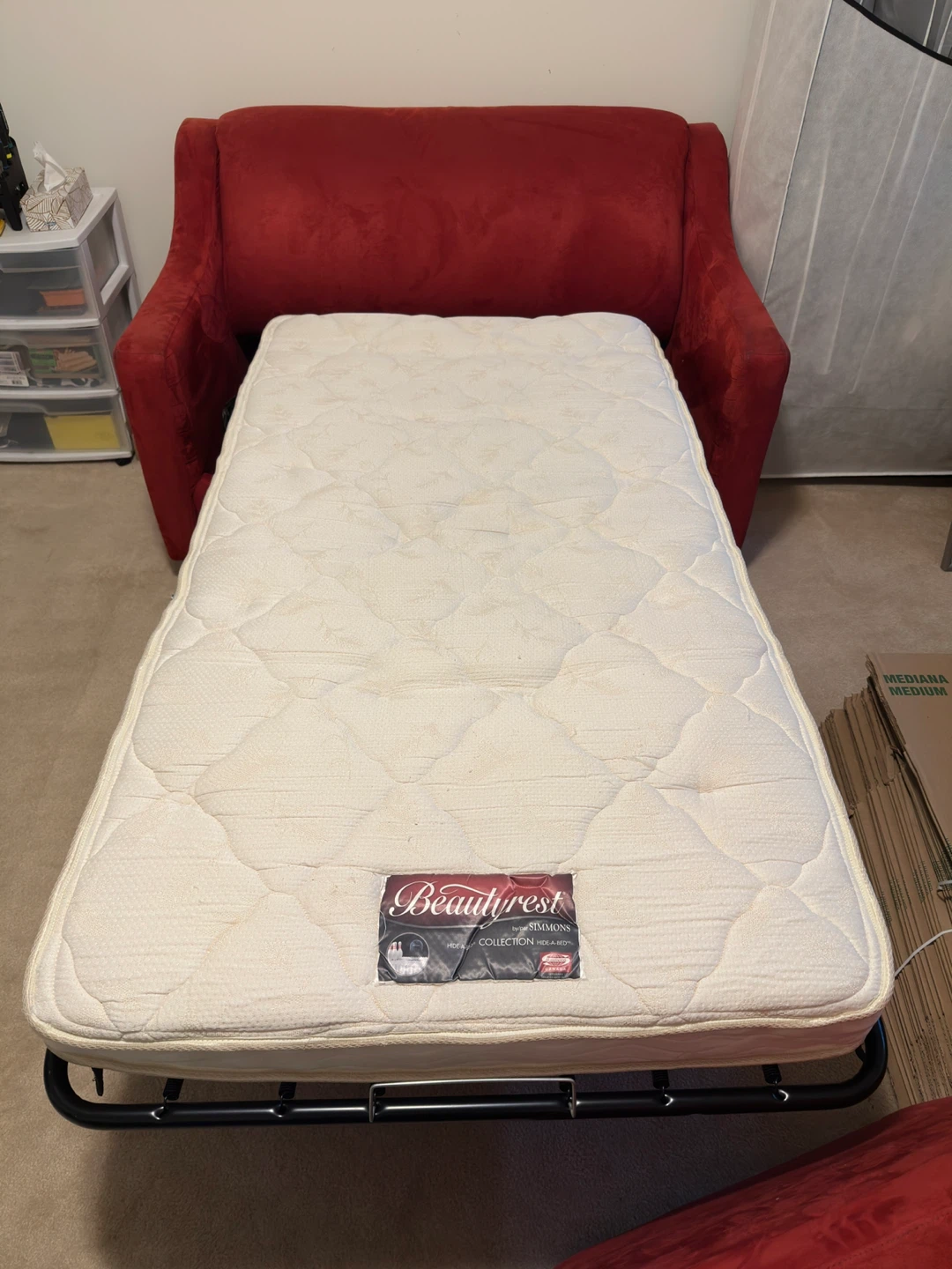 Red Loveseat Sofa Bed - photo 3