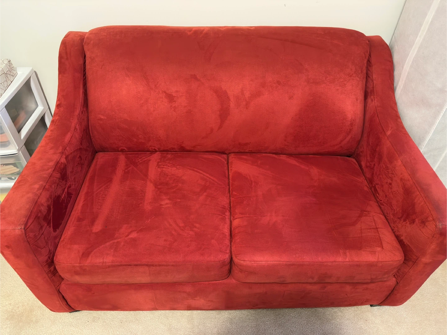 Red Loveseat Sofa Bed - photo 2