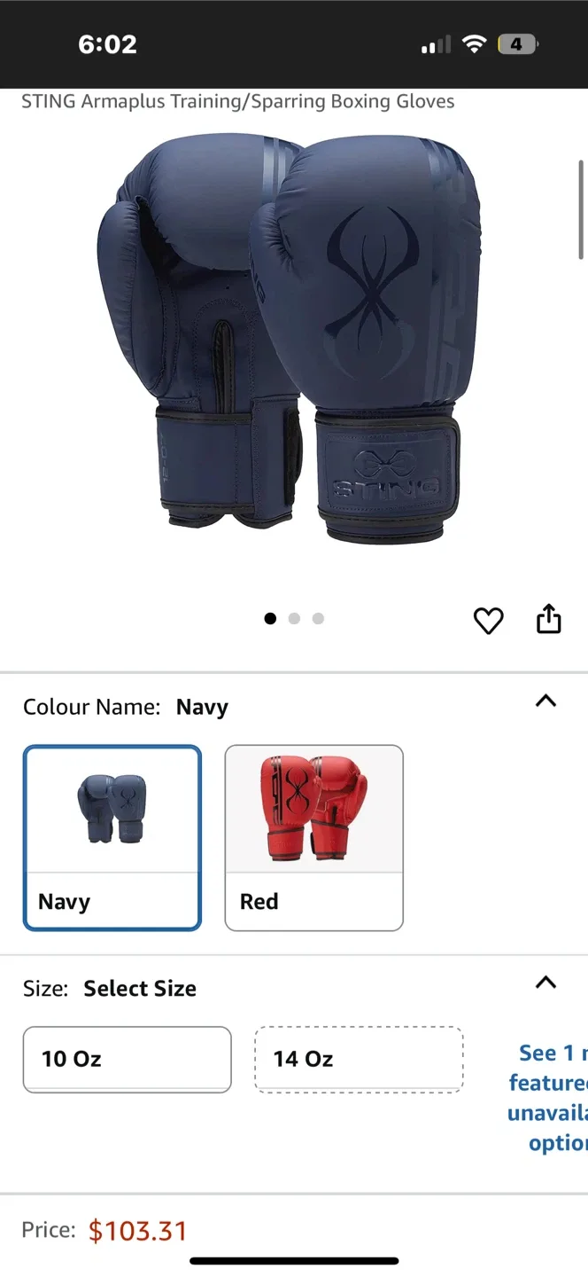 STING Armaplus Training/Sparring Boxing Gloves 14 oz image indicator(5)