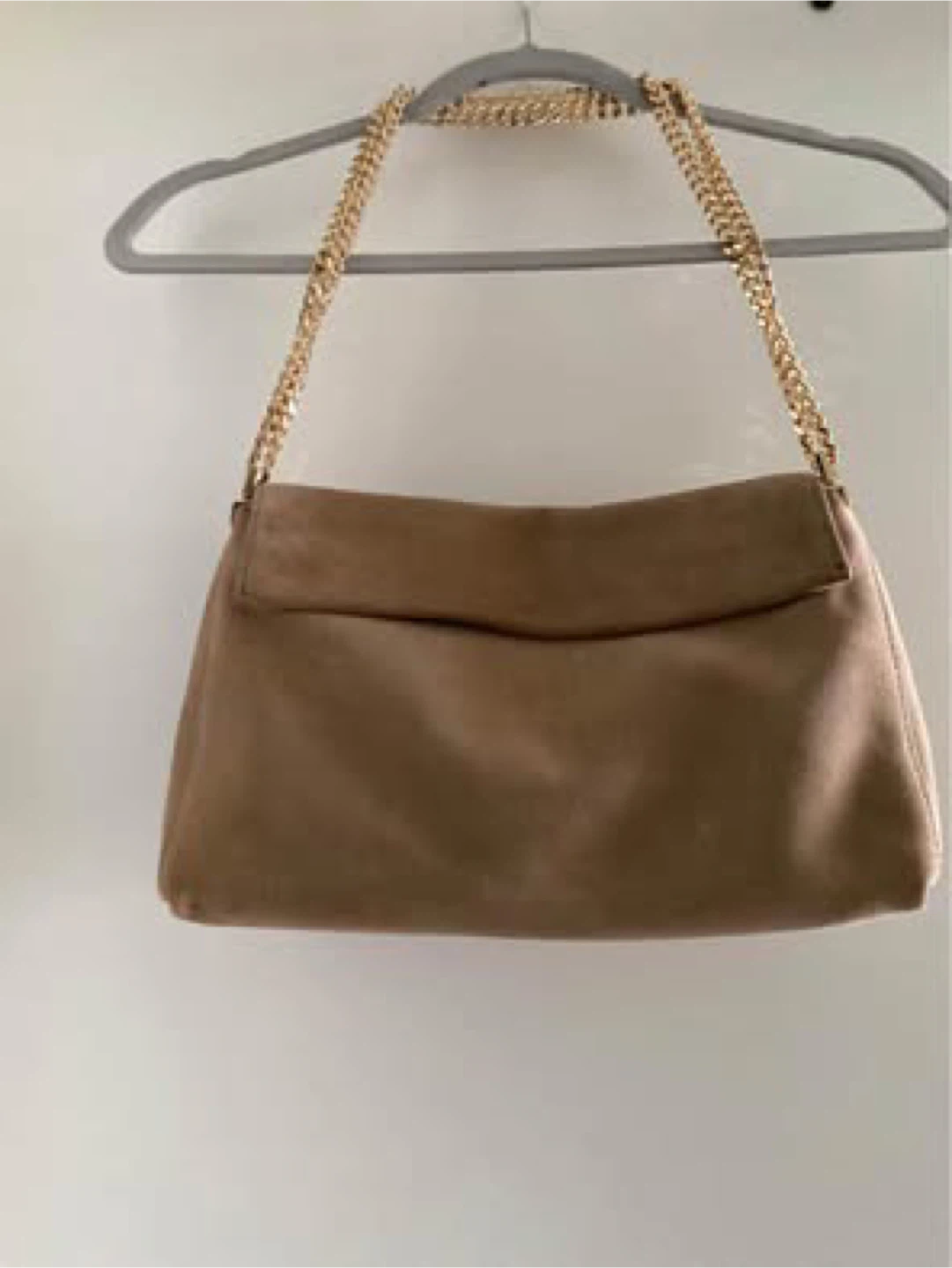 Tan Suede Chain Shoulder Bag