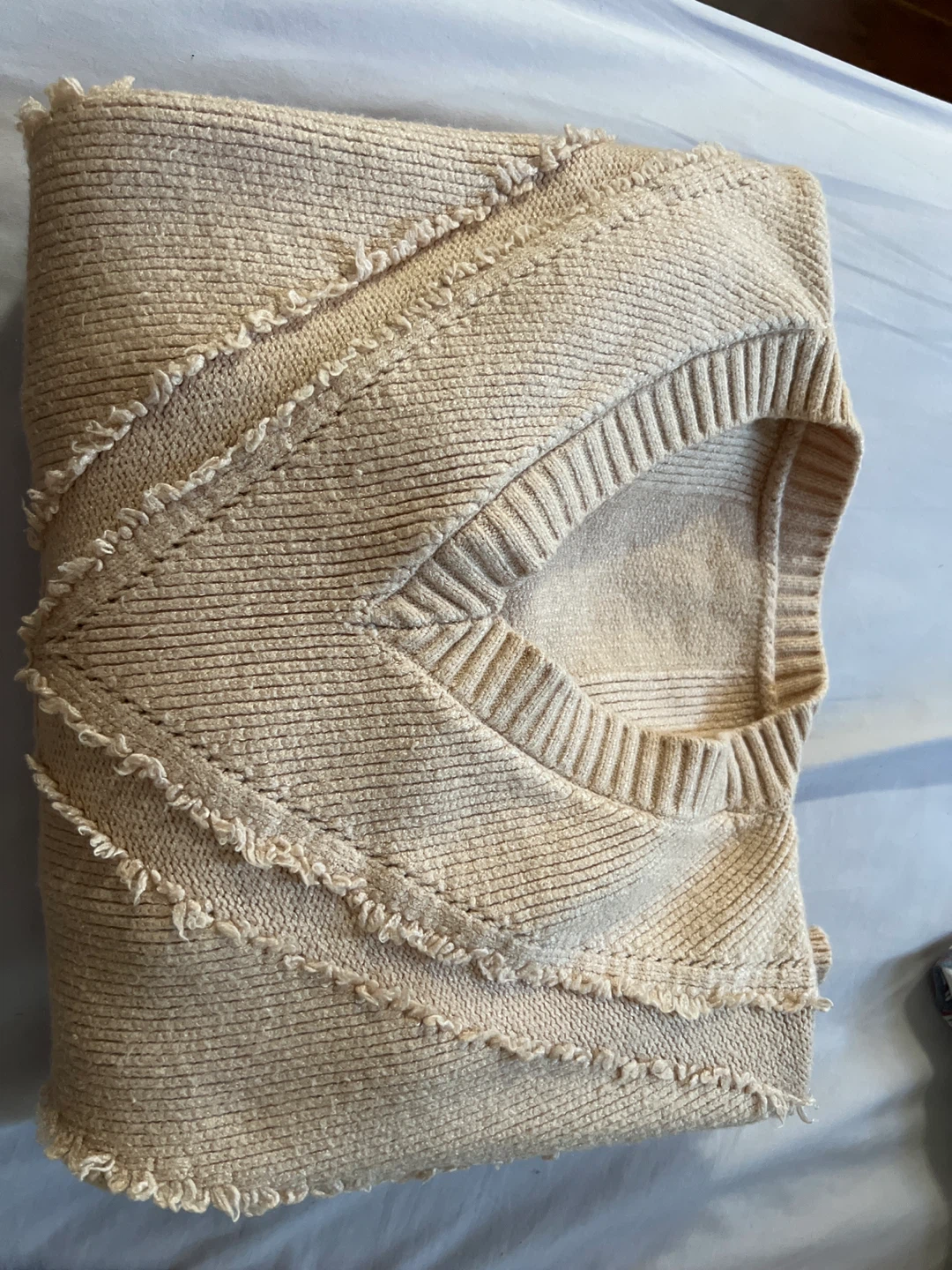 Cream V-Neck Sweater #freecycle