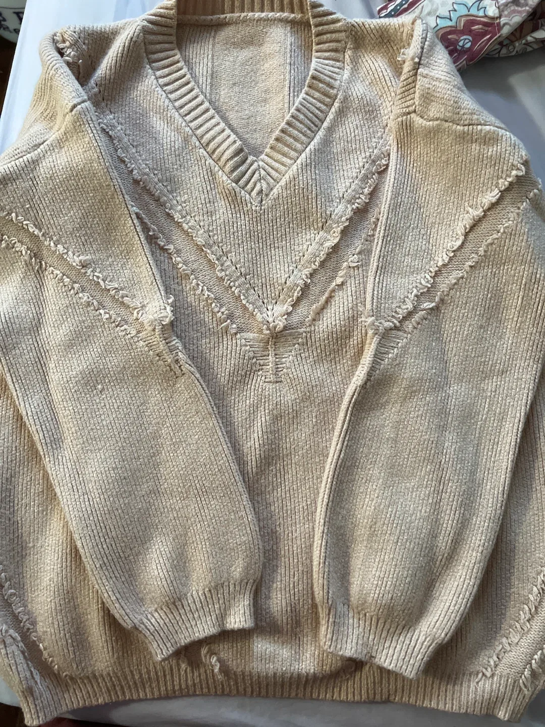 Cream V-Neck Sweater #freecycle image indicator(2)
