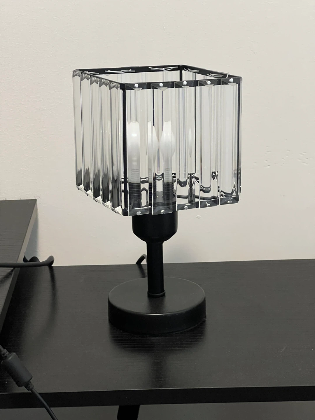 Cube Crystal Table Lamp - Black Base Set of 2