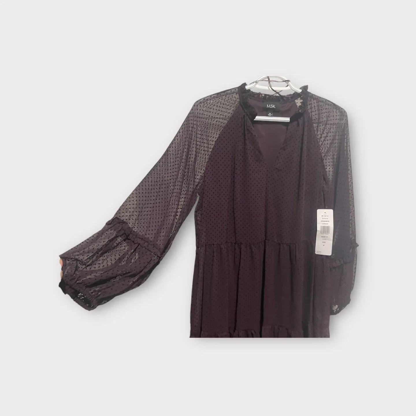 New MSK Burgundy Polka Dot Dress - Size M image indicator(5)