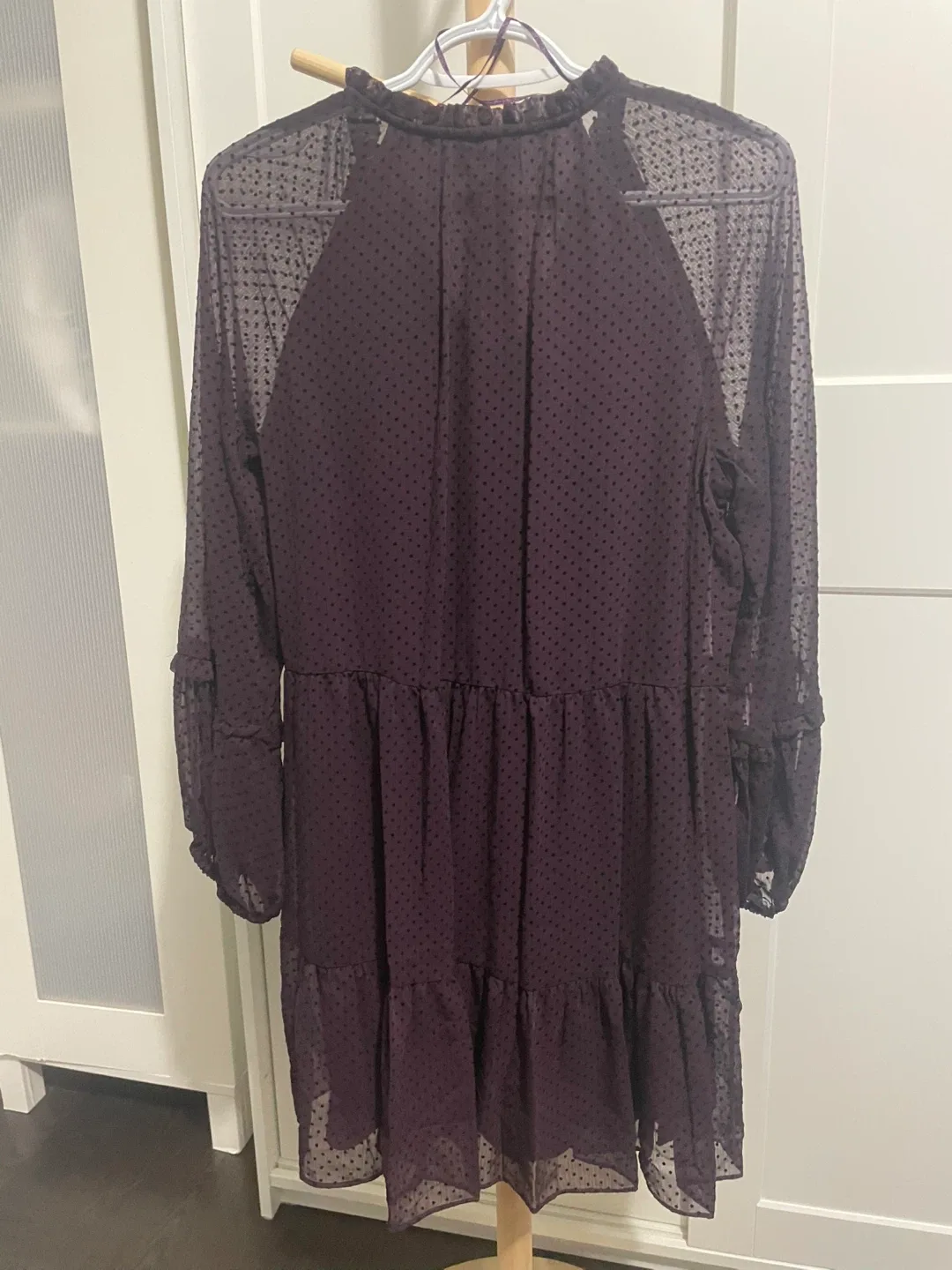 New MSK Burgundy Polka Dot Dress - Size M image indicator(7)