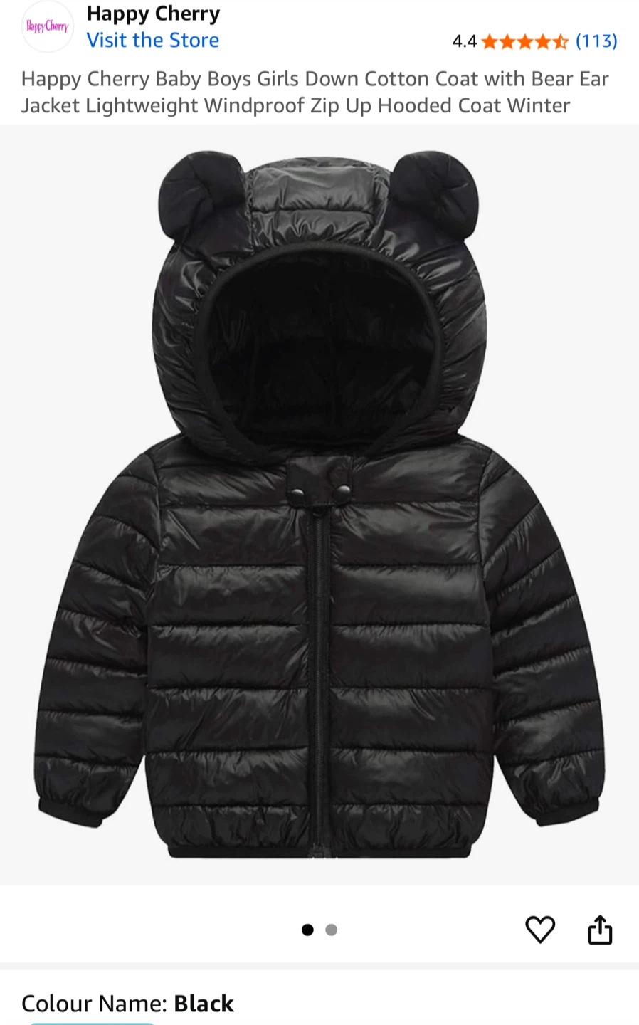 Happy Cherry Baby Boys Down Cotton Coat - Black - photo 3