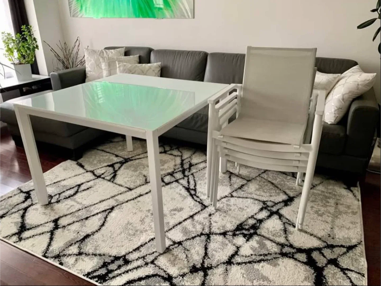 Brand New Aluminum White Dining Table with 4 Chairs image indicator(2)