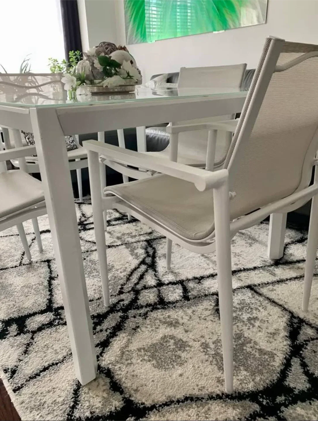 Brand New Aluminum White Dining Table with 4 Chairs image indicator(4)