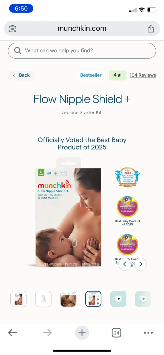 Munchkin Flow Nipple Shield + 3-Piece Starter Kit thumbnail