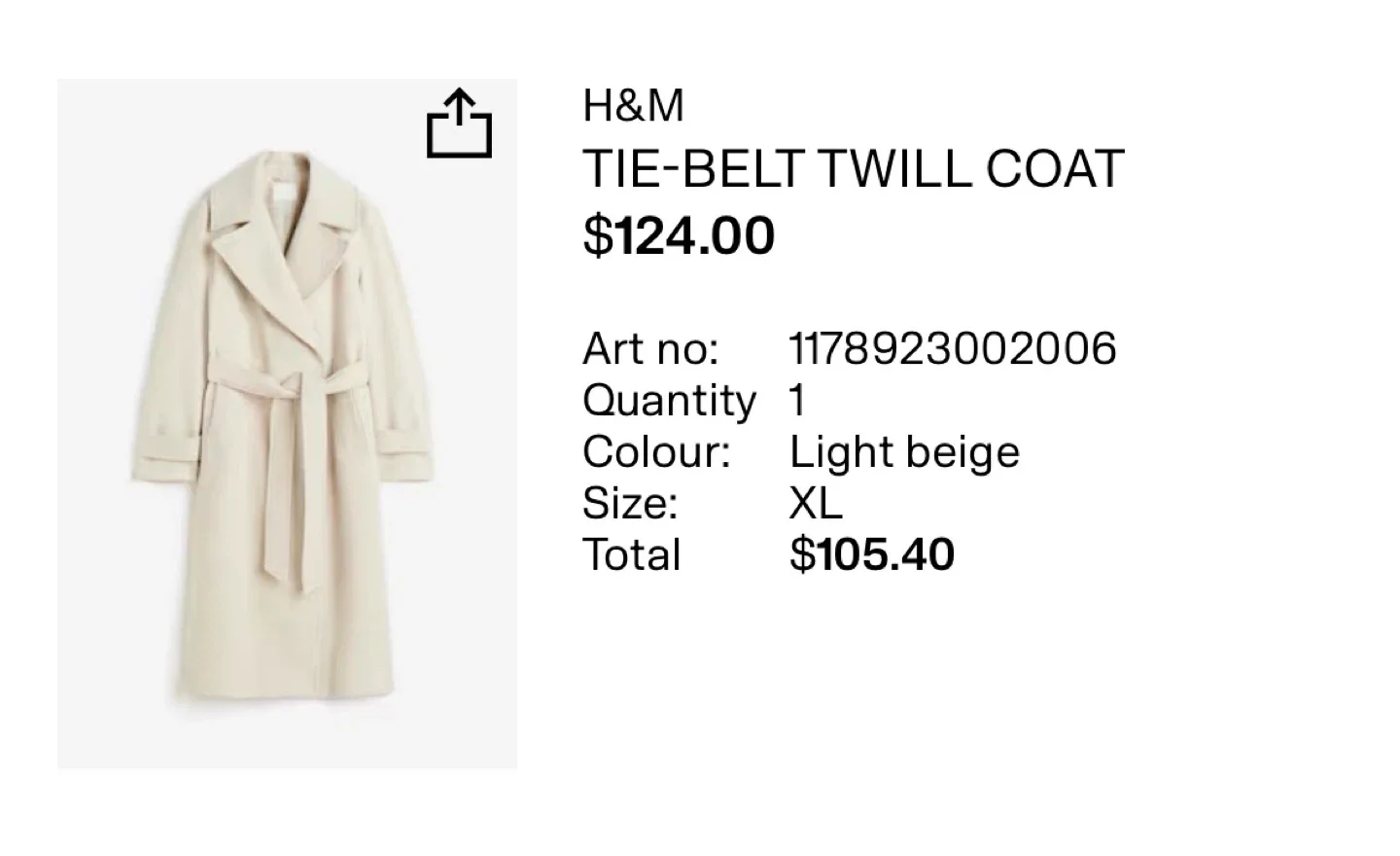 Tie Belt Twill Coat - Beige(XL) image indicator(3)