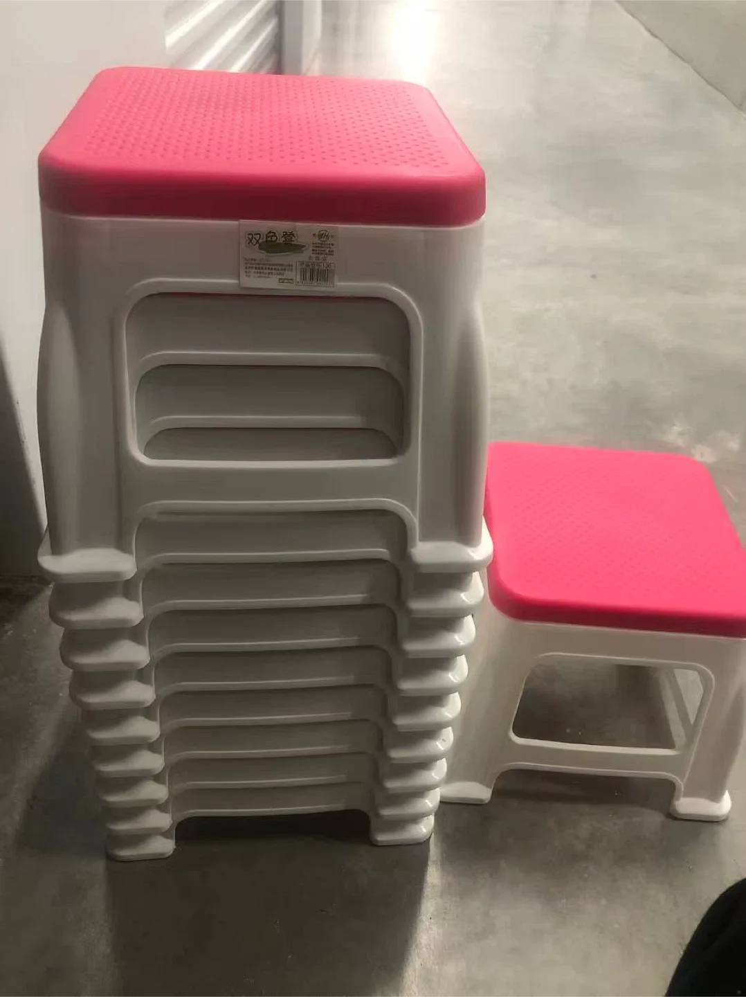 Pink & White Plastic small Stool ,total 10 ,  sell for $5 each thumbnail