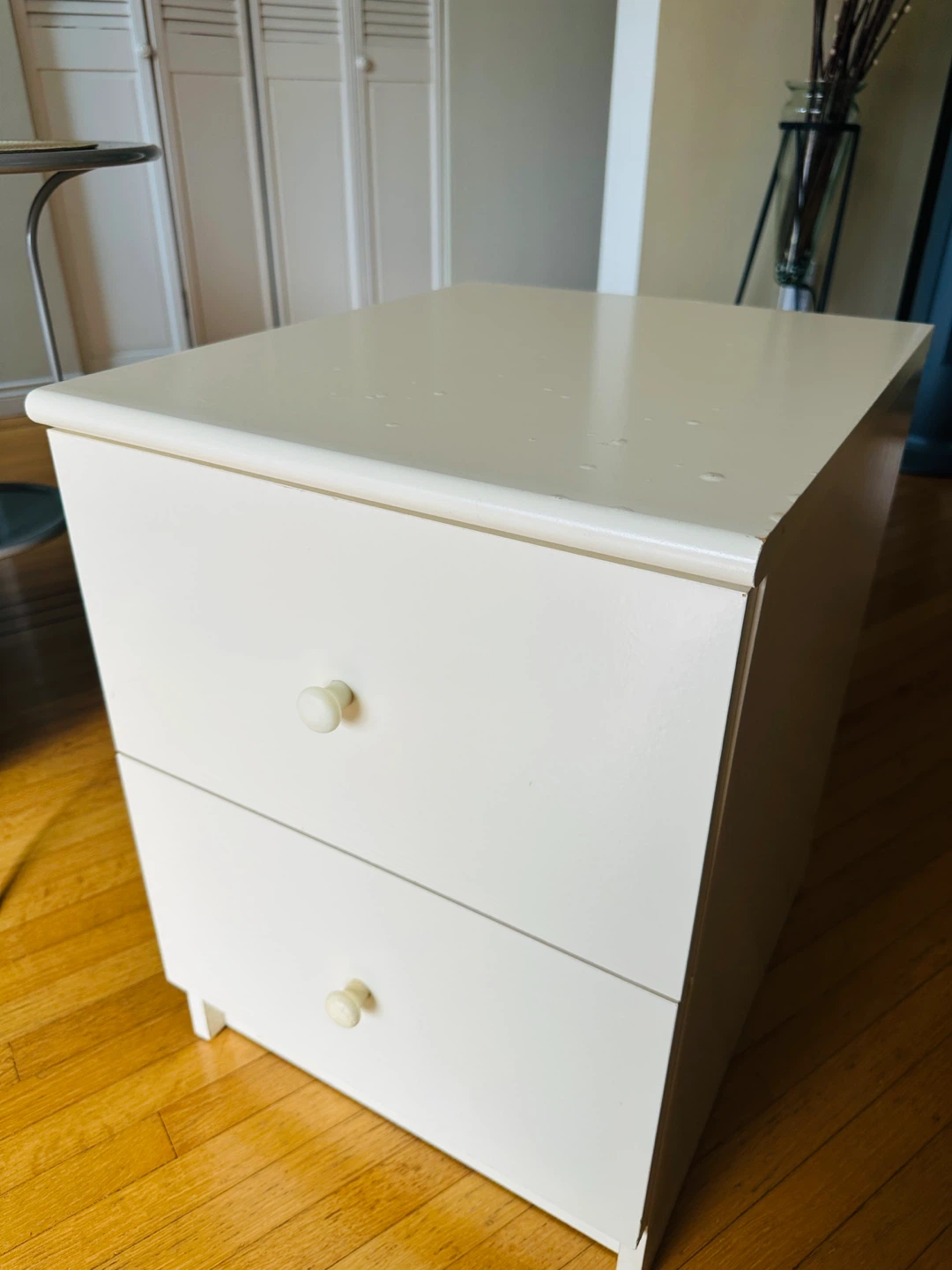White 2-Drawer Side Table