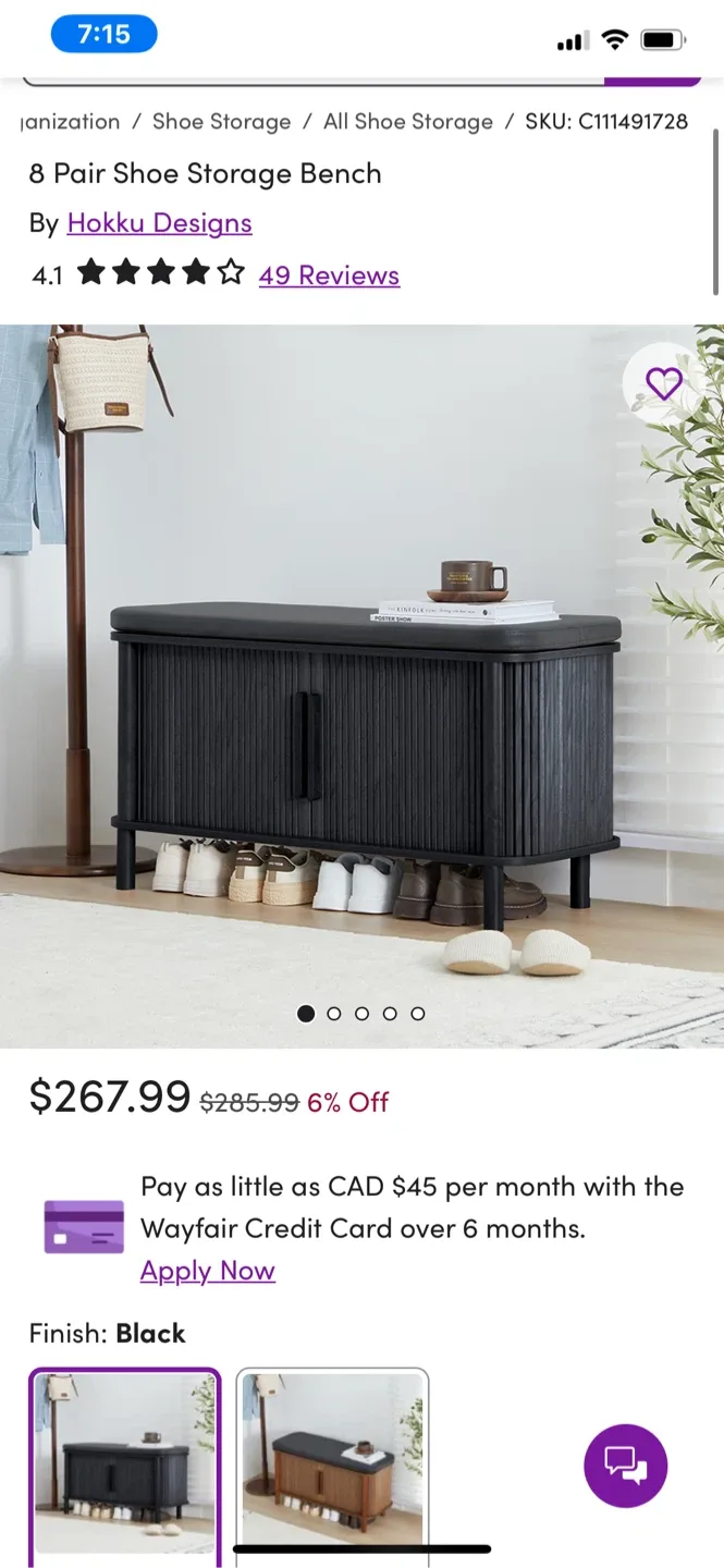 Black Shoe Storage Bench with Padded Seat image indicator(9)