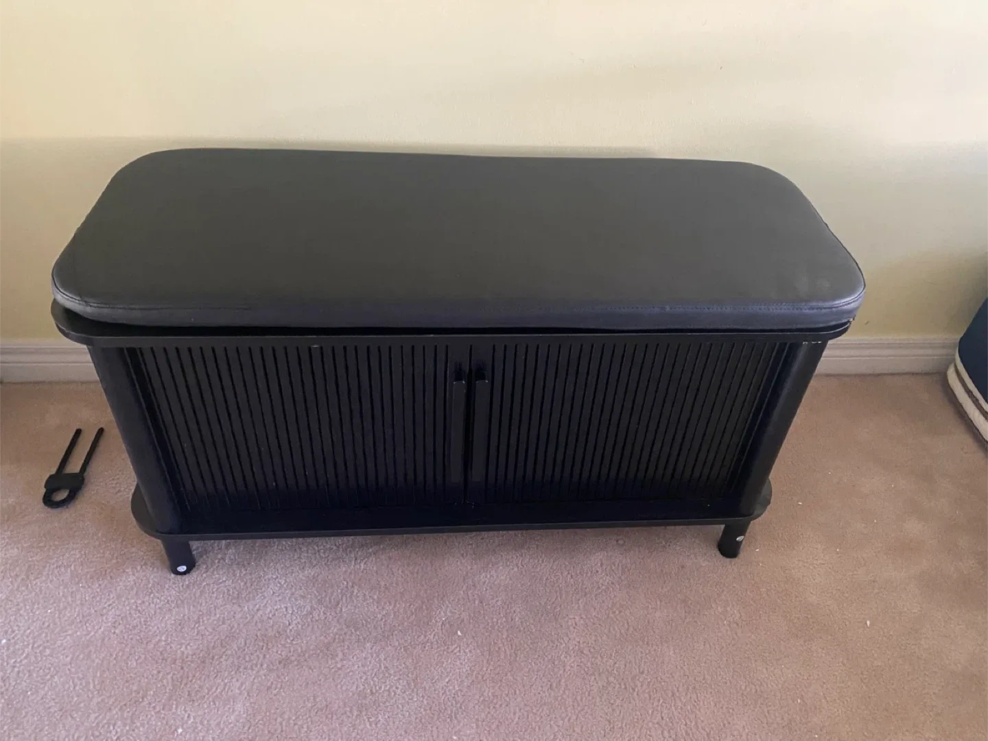 Black Shoe Storage Bench with Padded Seat image indicator(10)