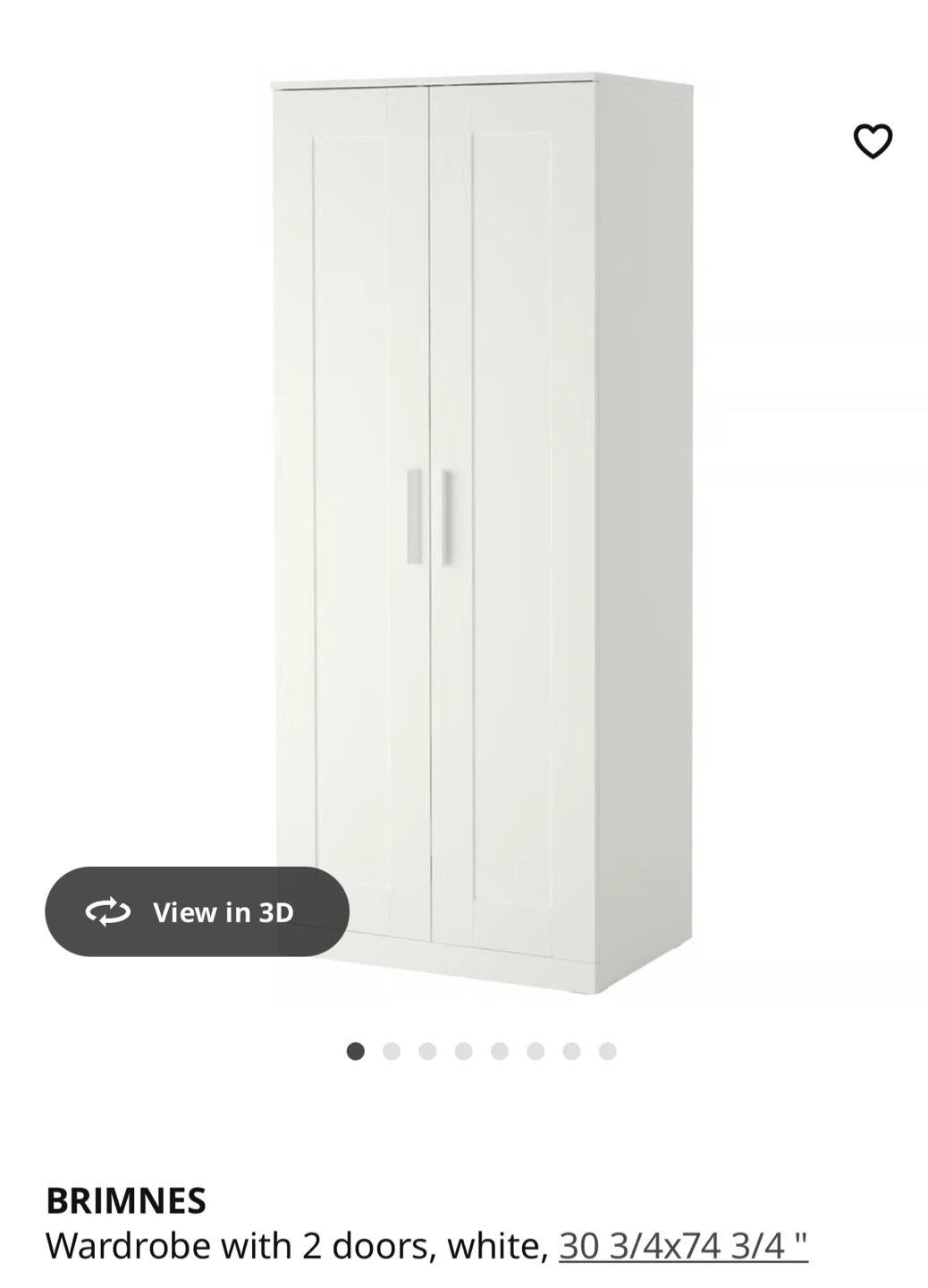 IKEA BRIMNES Wardrobe with 2 Doors - White