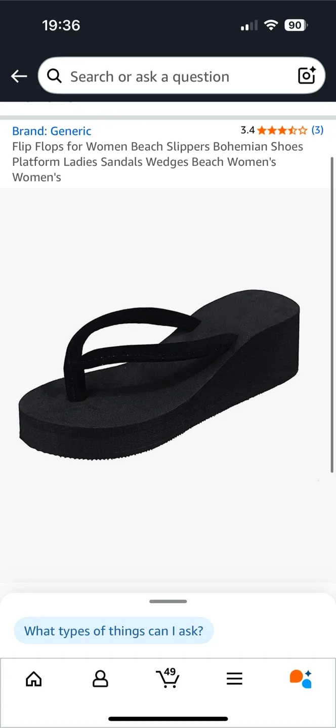 Black Wedge Platform Flip Flops 6.5 image indicator(2)