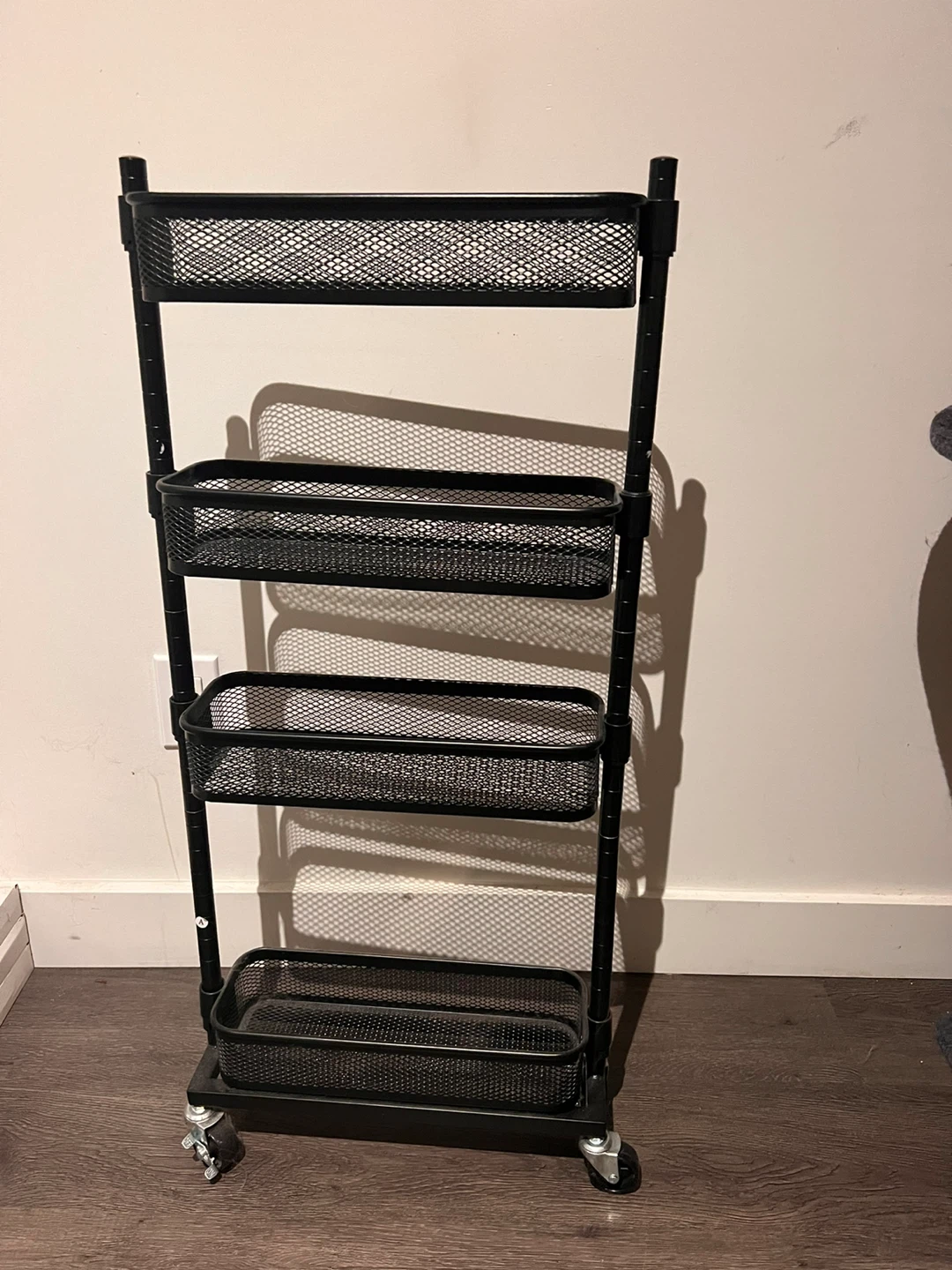 Black 4-Tier Rolling Utility Cart - photo 2