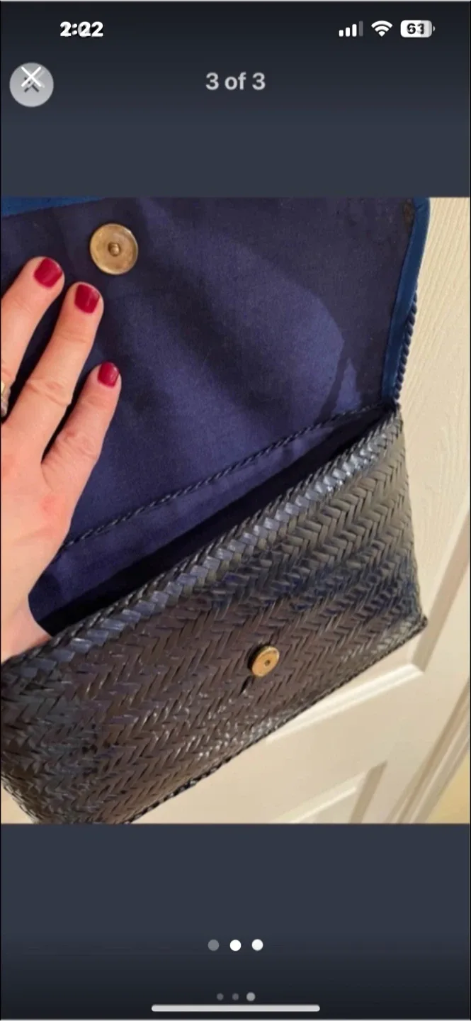 Woven Blue Clutch with Blue Trim thumbnail