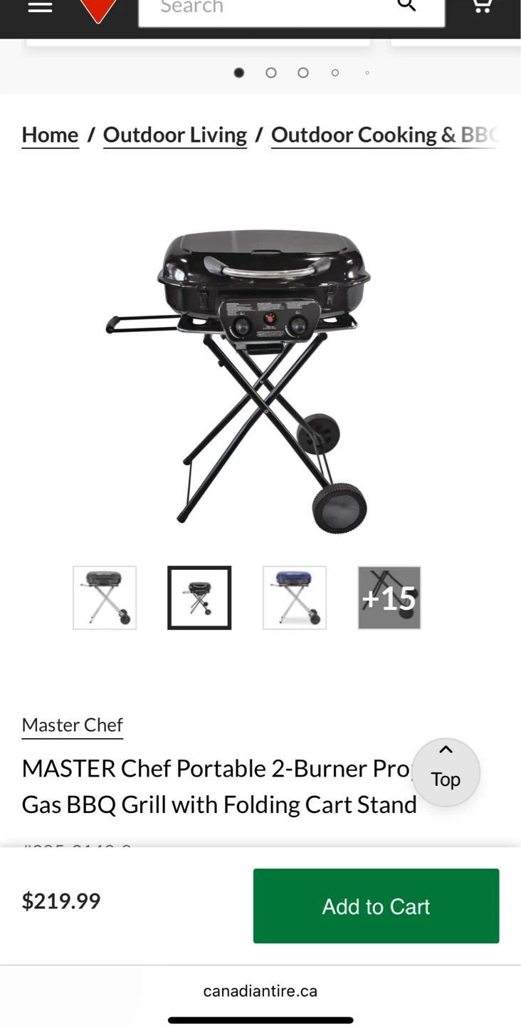 Master Chef Portable 2-Burner Pro Gas BBQ Grill