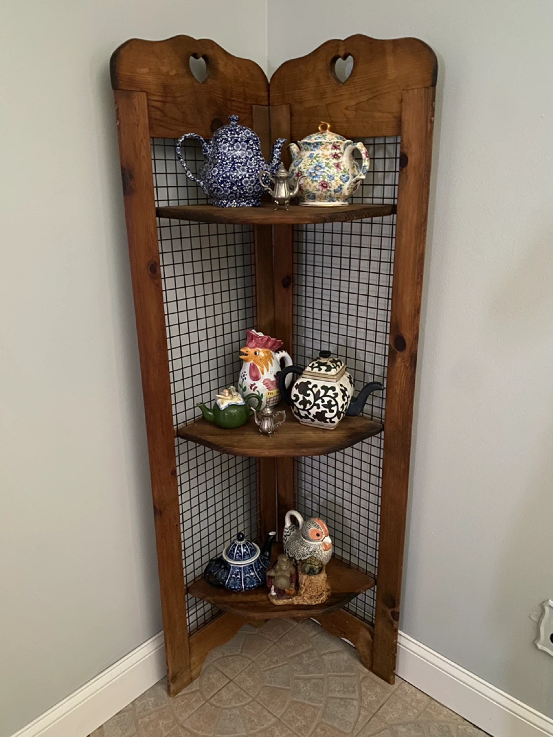 Rustic corner shelf.